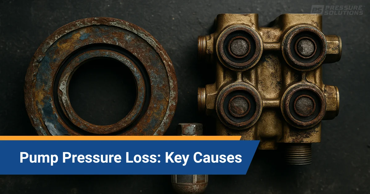 Rusted pump and seal showing causes of pressure loss.